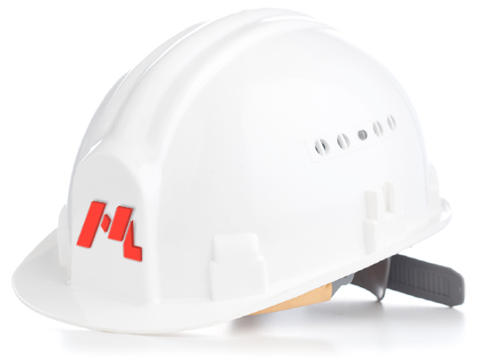 Imagen de un casco de obra utilizado por los profesionales de Monlux